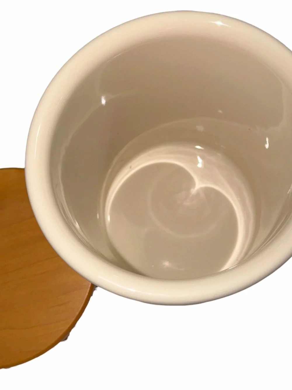 Longaberger Cream Ceramic Canister with Yellow-Orange Lid
